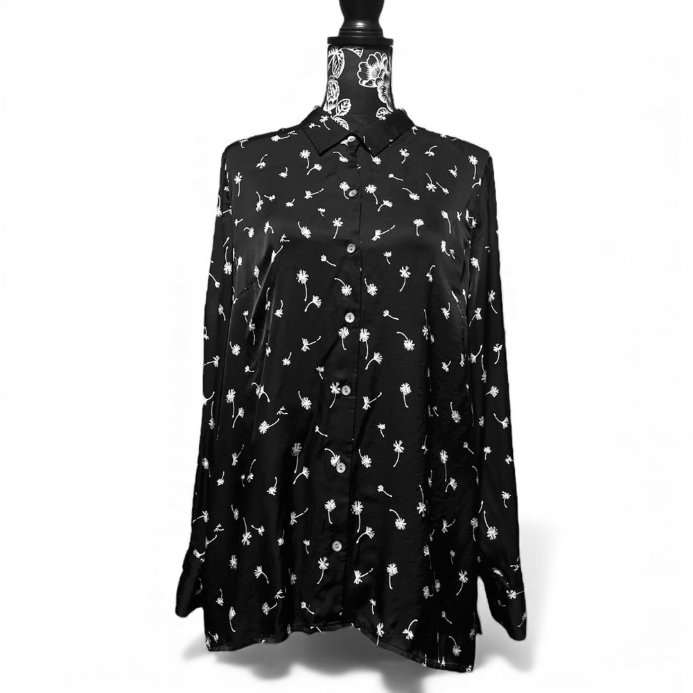 J. Jill Dandelion Print Collared Button Down Blouse